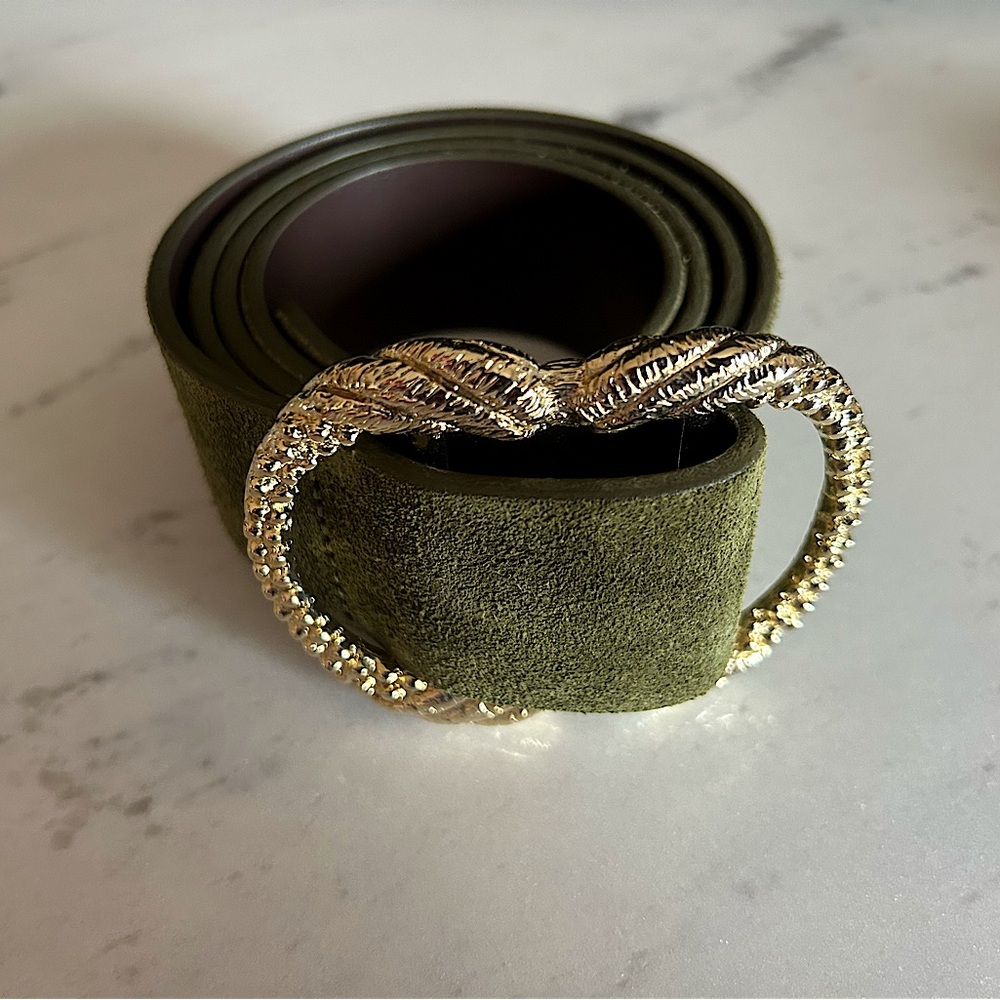 Sezane Artemis Belt Kaki/Green Size 90 EUC